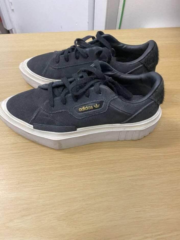 Adidas Hypersleek Black Suede Leather Pointed Toes Platform Sneakers Women