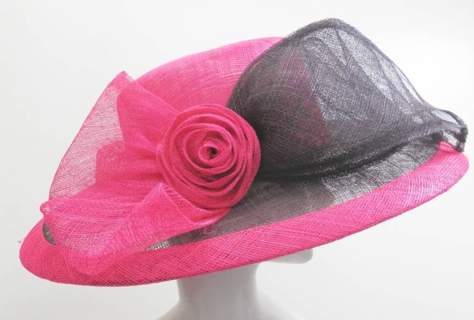 As New Debenhams Fuchsia And Black Natural Fiber Occasions Hat