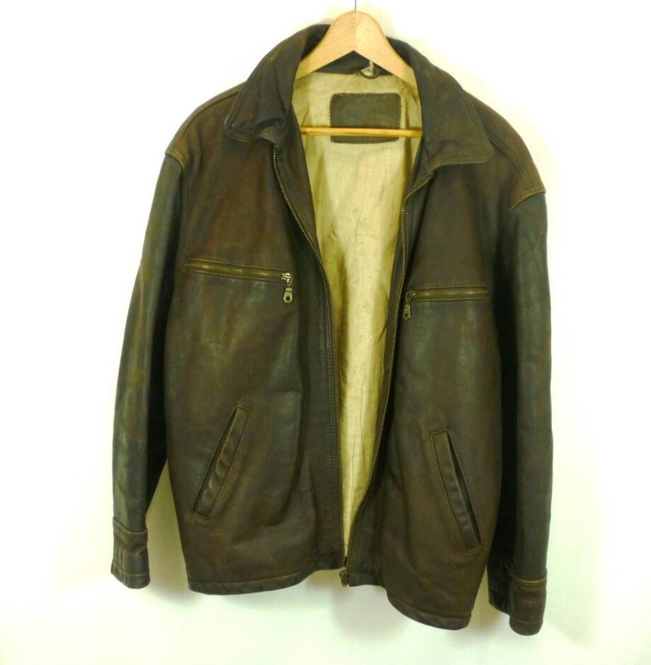 Vintage Genuine Leather Biker Jacket Brown Size: L