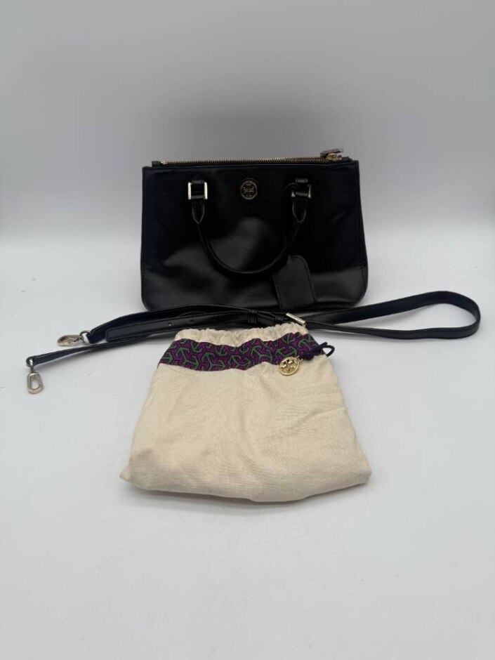 Tory Burch Leather Double Zip Robinson Mini Tote Bag Black
