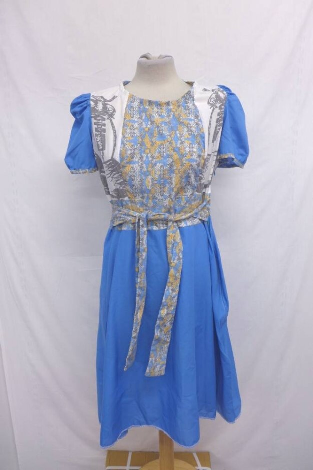Handmade Belted Shift Dress S Sky Blue Size: M