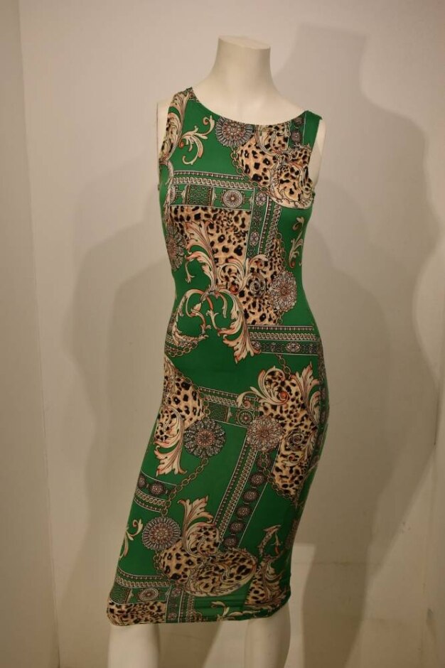 Zack London Bodycon Dress Green Mix Size: 8