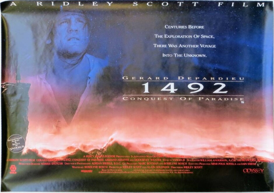 1492: Conquest Of Paradise (1992) Ridley Scott Film - Original Uk Quad Poster *rolled Exshop Stock*