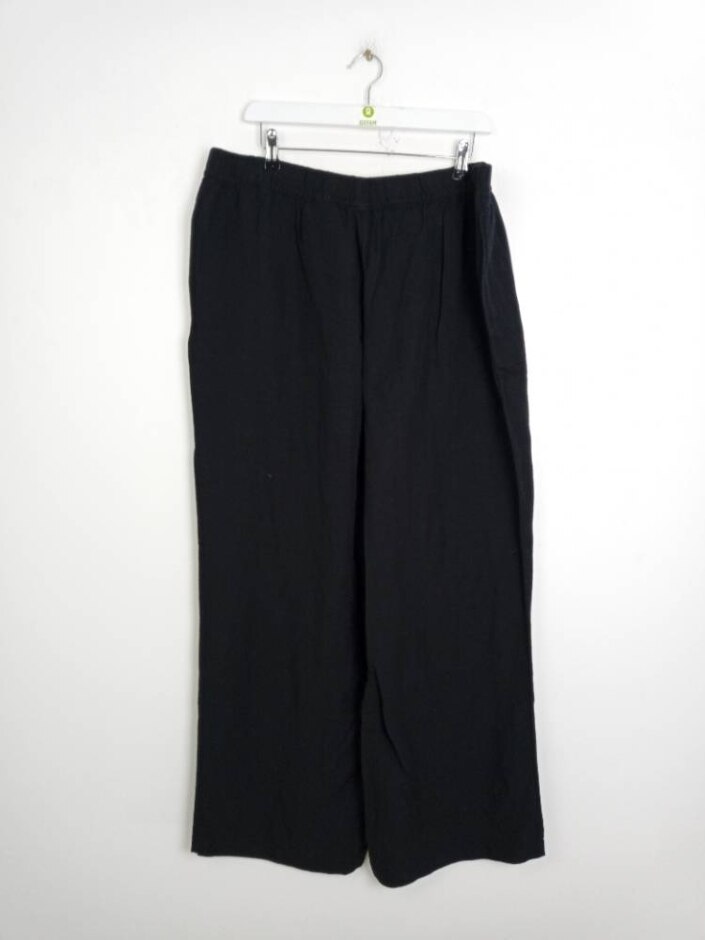 Hm Wide Legged  Linen Trousers Black Size: Xxl