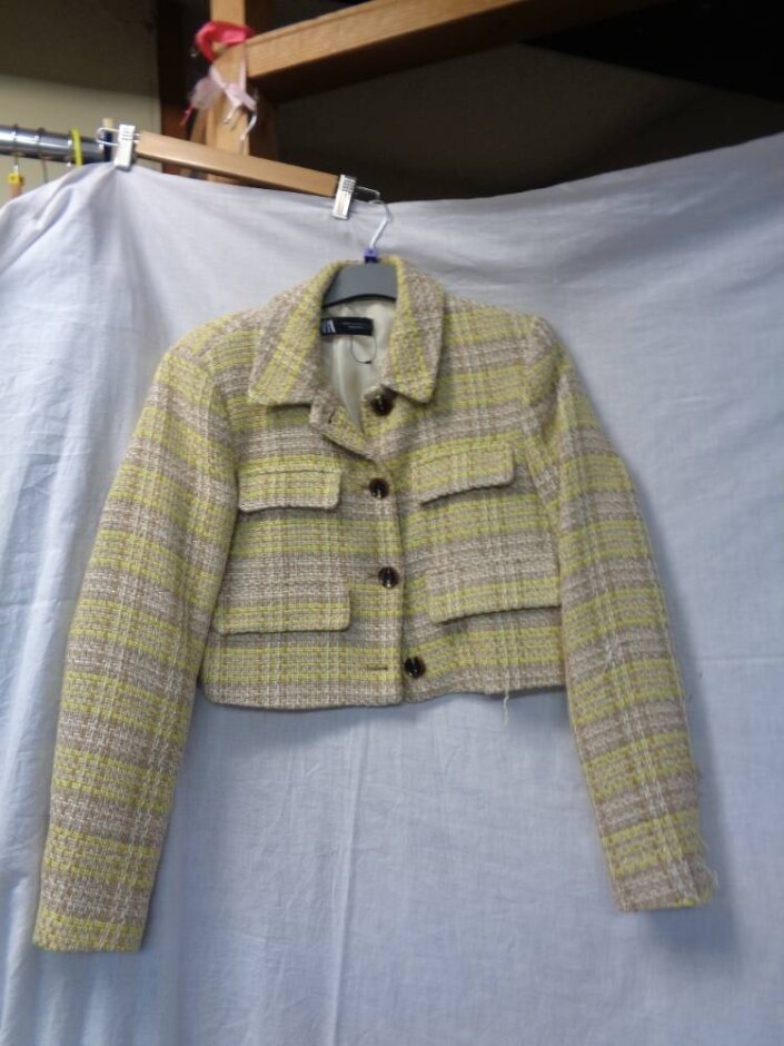 Zara Cropped Blazer Yellow/beige Size: Xs