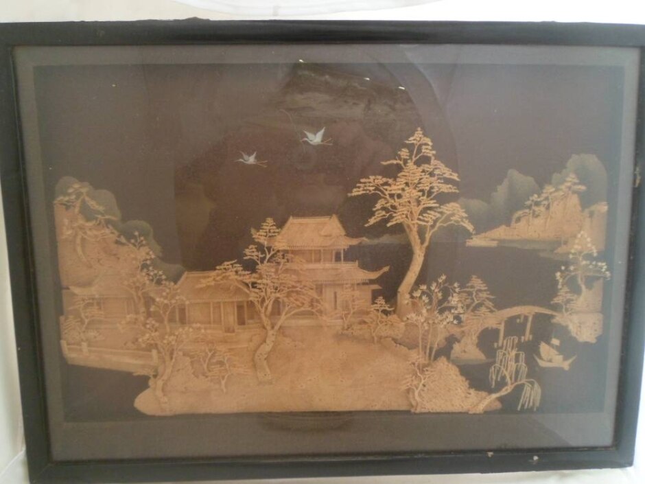 Vintage Chinese 3d Cork Picture