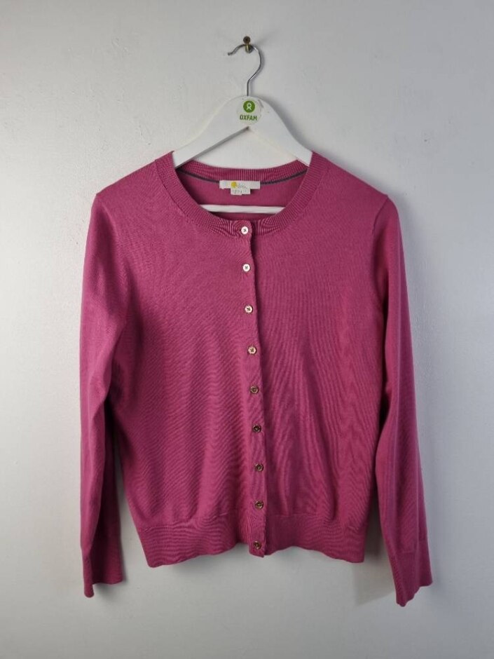 Boden Women's Cotton Rich Button Front Cardigan Pink Size: M