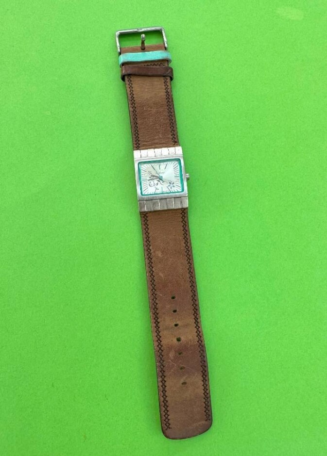 Kahuna Wrist Watch Floral Dial Leather Strap