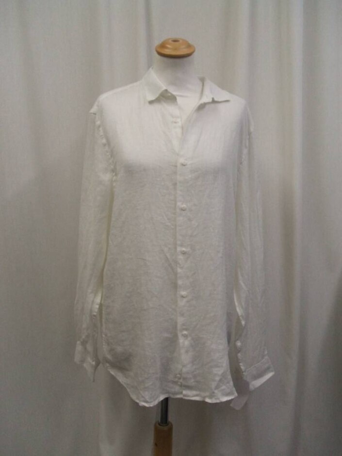 John Richmond Long Sleeved Linen Shirt White Size: L