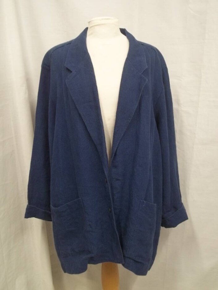 Deliberate Linen Jacket Blue Size: Xl
