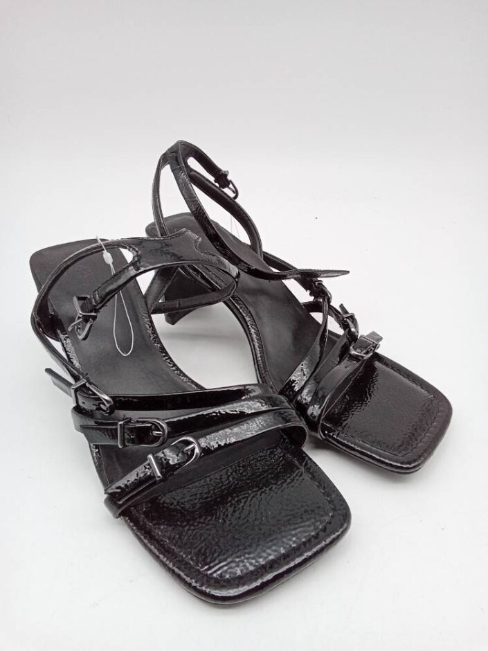 M&s Women's Standard Fit Multi Strap Leather Mid Heel Sandals Black Size: Uk 3 New