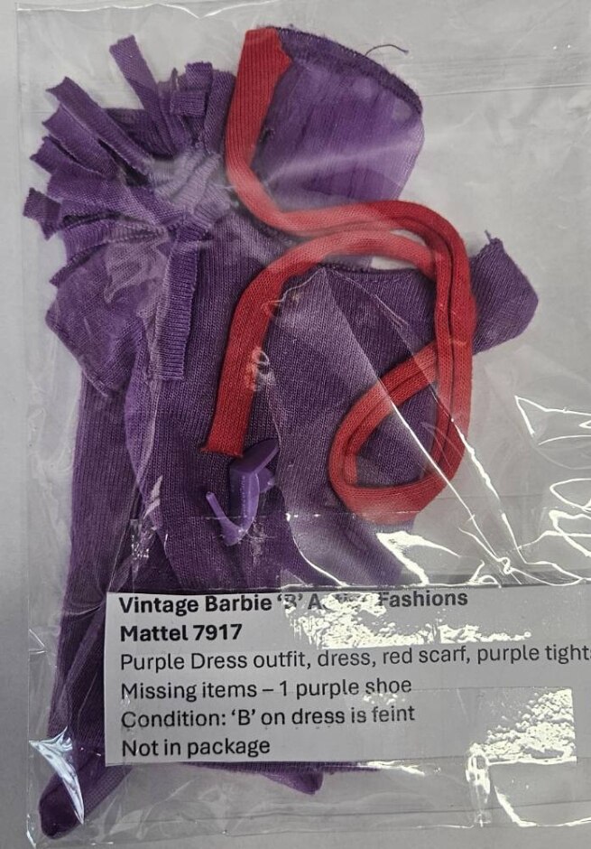 Vintage Barbie 'b' Active Mattell 7917 Purple Dress