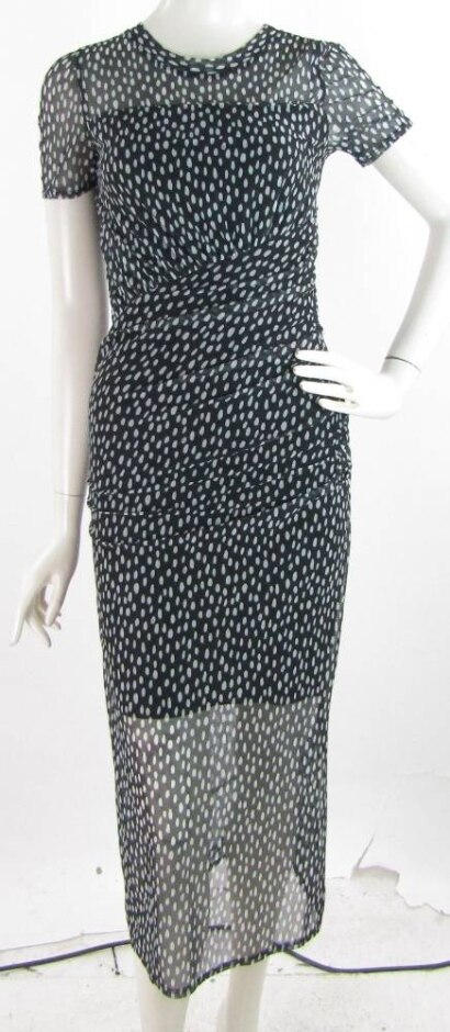 Bnwt River Island Asymmetric Detail Midi Dress Black & Grey Size: 8