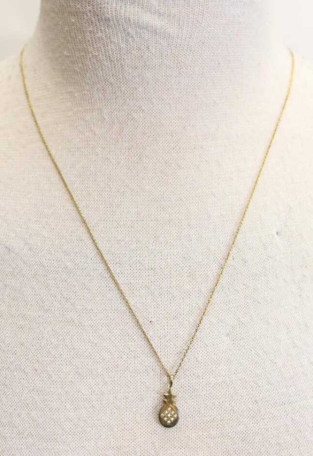 Bronze Diamante Pineapple Pendant Necklace