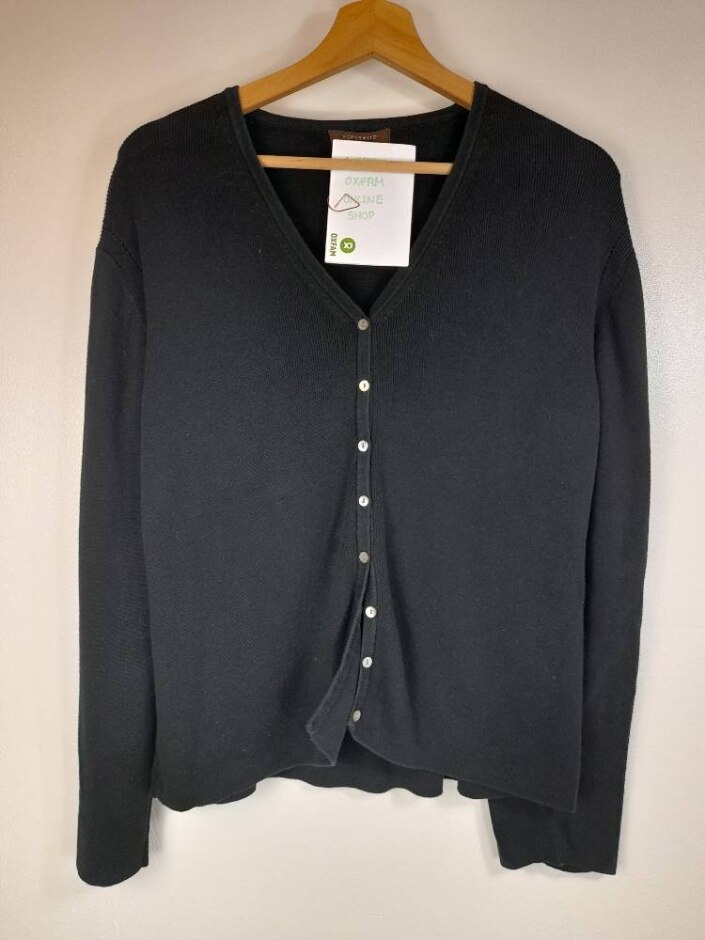 Esperanto Cotton Knitted Cardigan Black Size: L