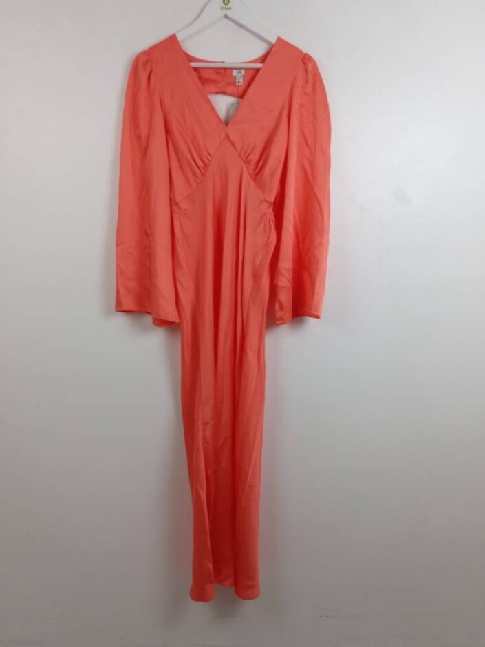 River Island Satin V-neck Maxi Dress Coral Size: 10