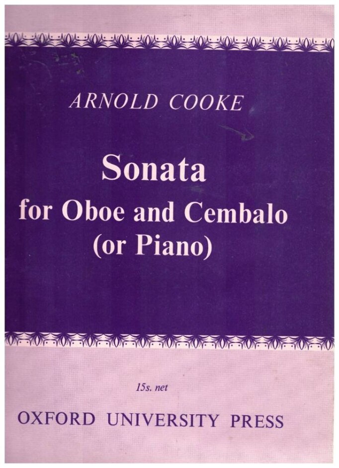 Sonata For Oboe And Cembalo (or Piano) - Arnold Cooke - Oxford University Press
