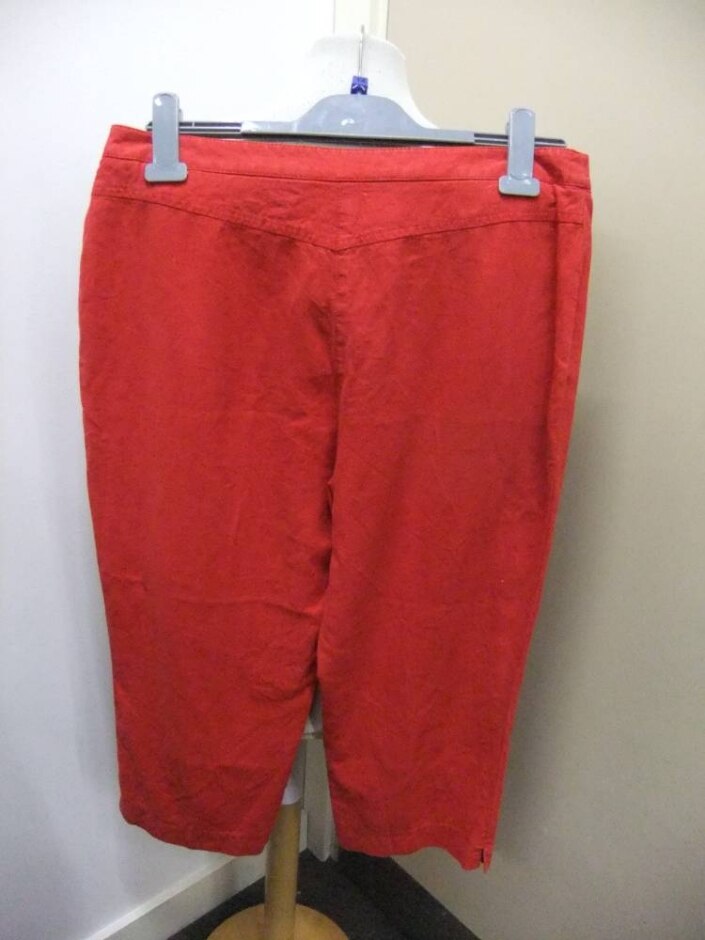 Viyella Part Linen Trousers Red Size: 14
