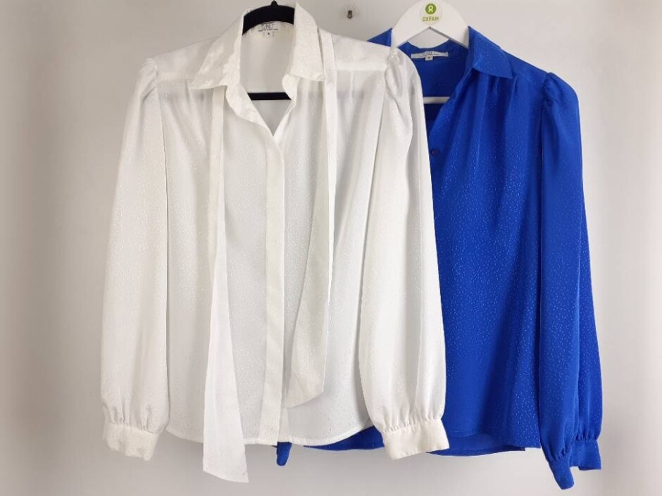 Planet Women's 2pcs Blouses Shirts White Blue Size: 8