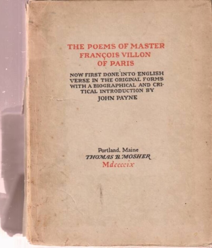 The Poems Of Master Francois Villon Of Paris
