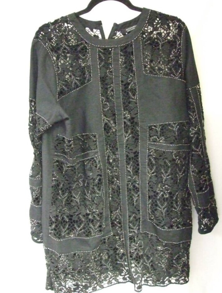 Allsaints Long Sleeve Beaded Dress/tunic Black Size: 16