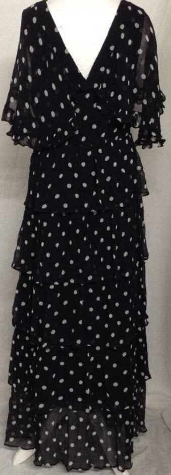 M&s Collection Frilled Short Sleeved Maxi  Black/white Dot Size: 12