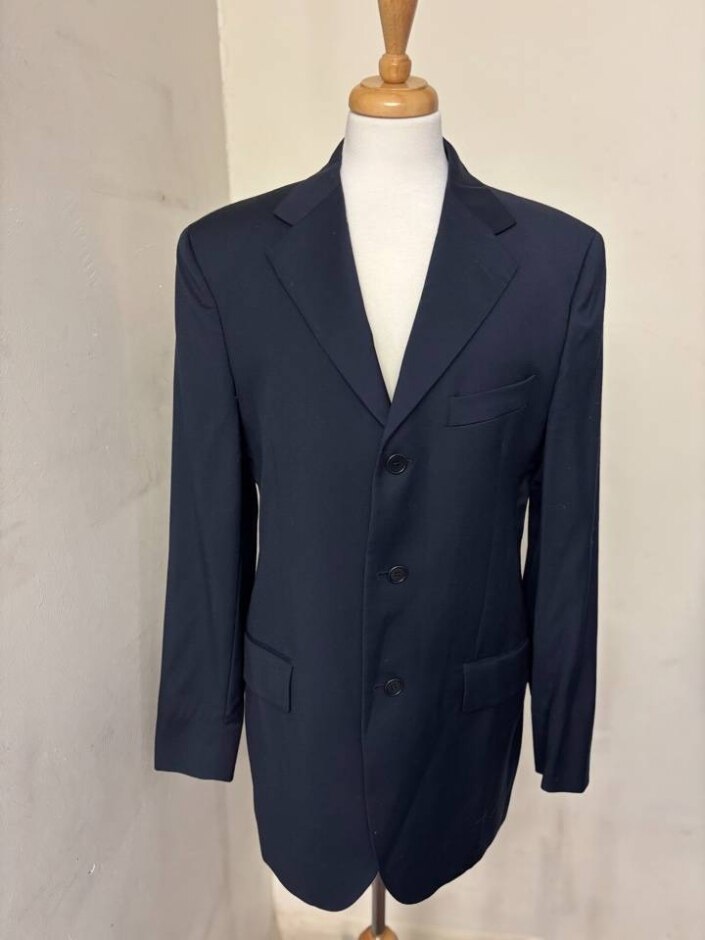 Yves Saint Laurent Men 100% Wool Jacket Dark Blue Size: M