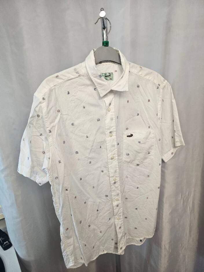 Crocodile Short Sleeved Shirt White Size: M