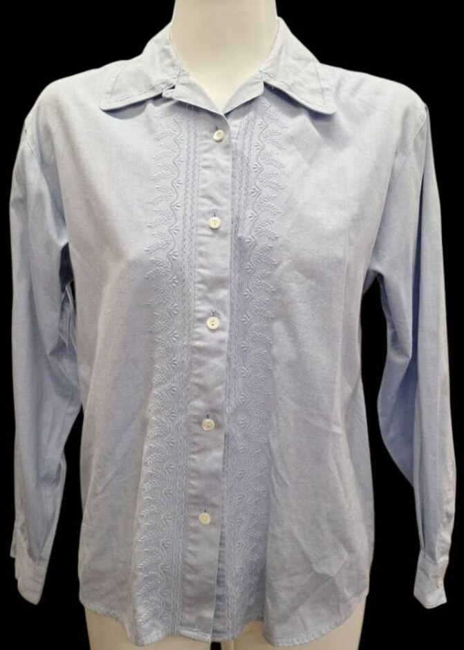 Laura Ashley 100% Cotton Shirt Pale Blue Size: 12