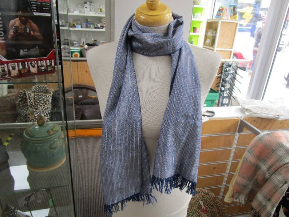 Margaret Howell Blue Striped Scarf