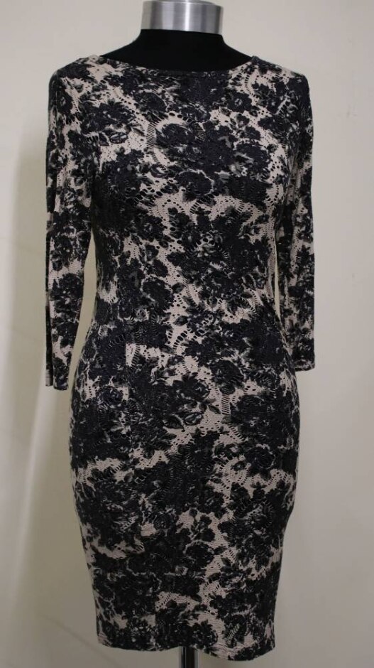 Phase Eight Floral Lace 3/4 Sleeve Dress Beige/black Size: 8