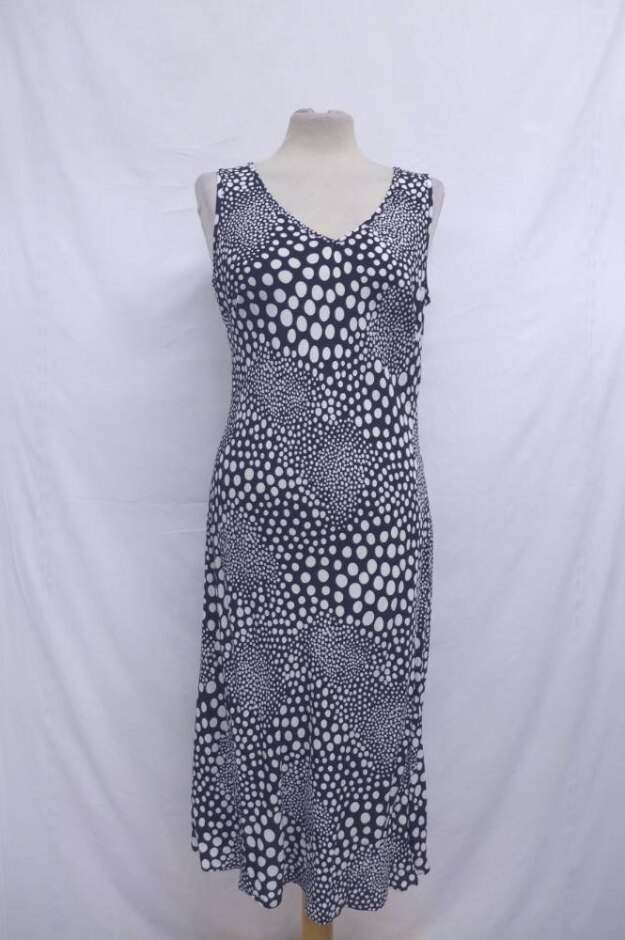 M&s Polka Dot Shift Dress Black & White Size: 12