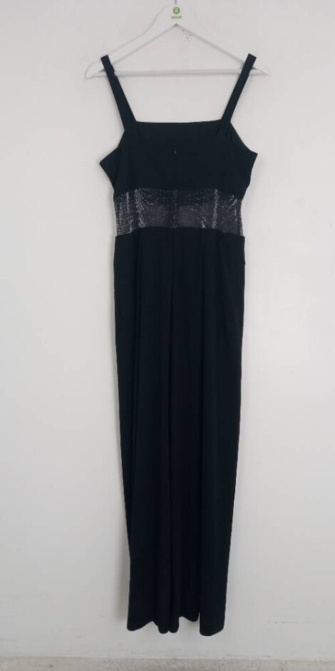 Farouche Vintage Sparkly Long Jumpsuit Black/silver Size: 14