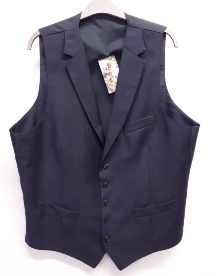 Samuel Slater 100% Wool Waistcoat In Navy Size: M