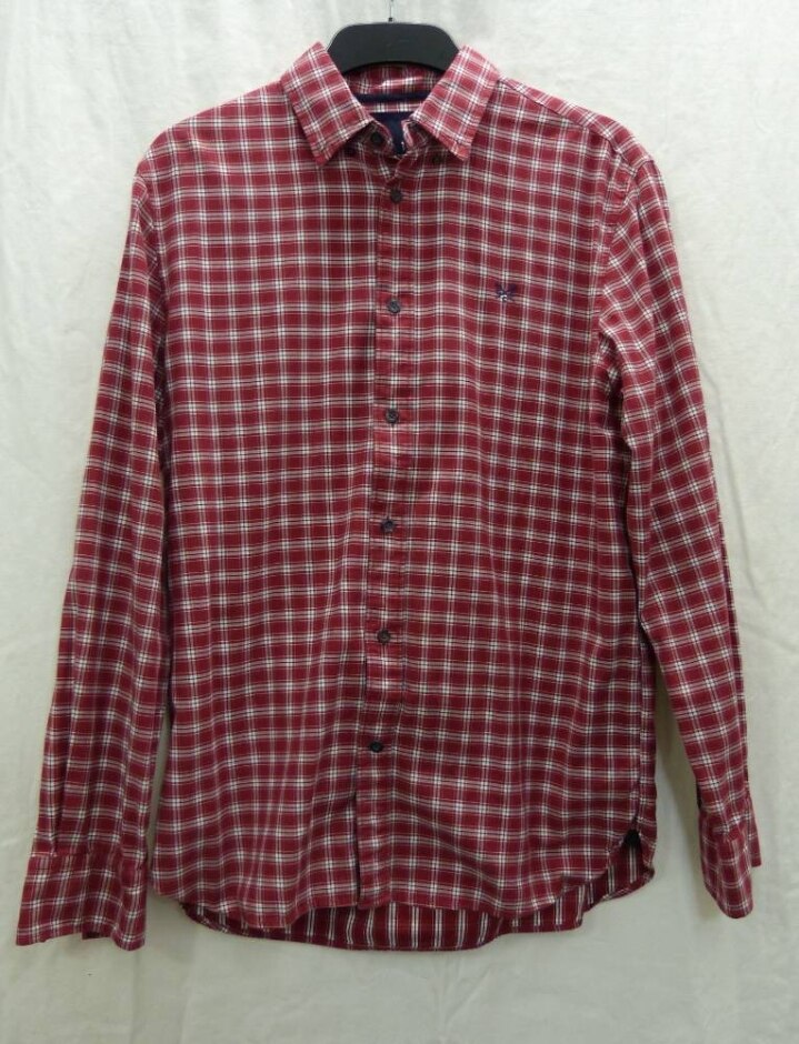 Crew Clothing Cotton Long Sleeve Shirt Red/white Size: M