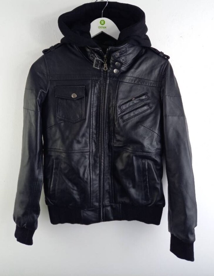 Real Leather Women's Edinburgh Hooded Jacket Black Size: S