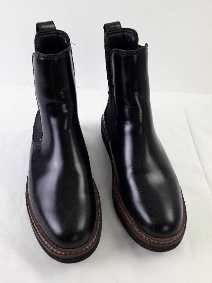 Clarks Platform Ankle Leather Boots Black Elastic Stretch Size 6