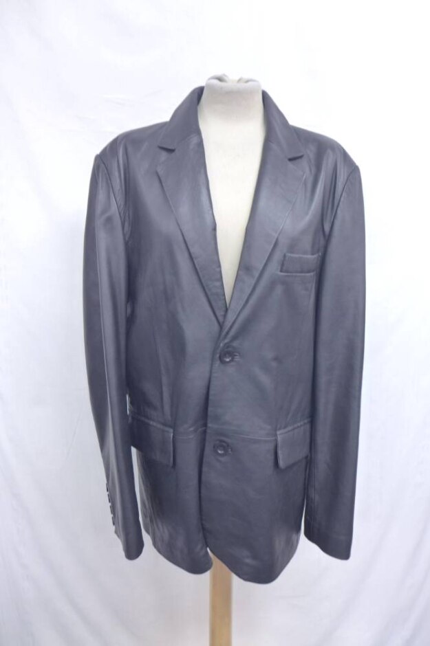 Woodland Leather Vintage Pocketed Jacket Midnight Black Size: Xl