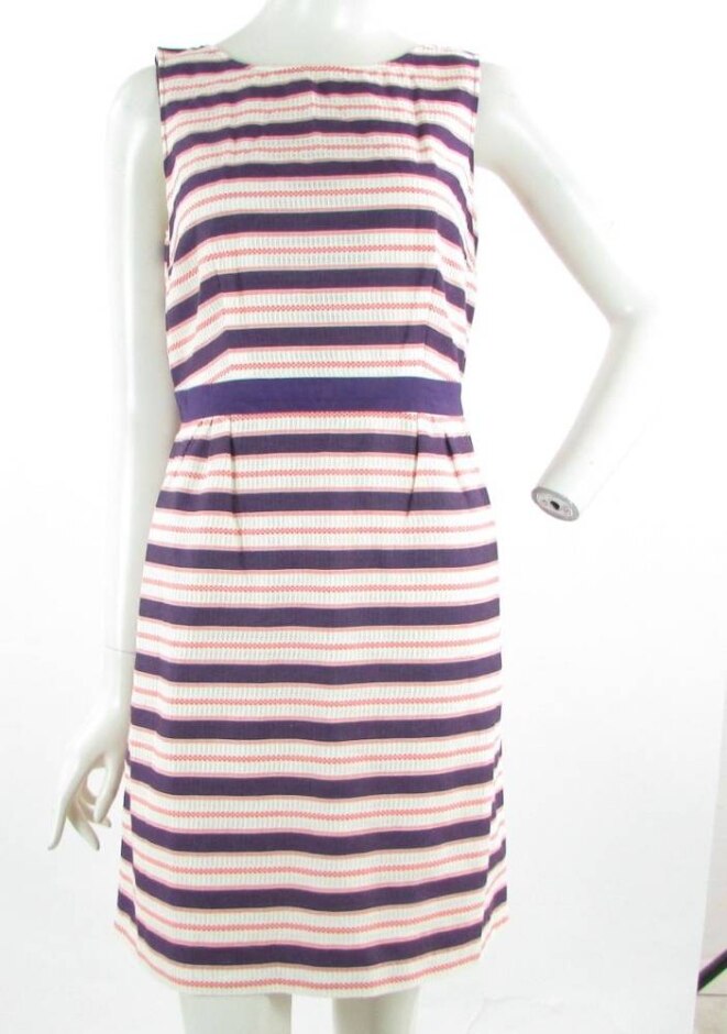 Boden Cotton Shift Dress Purple & White Size: 12