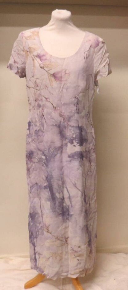 Jacques Vert Short-sleeved Dress Beige/lilac Size: 14