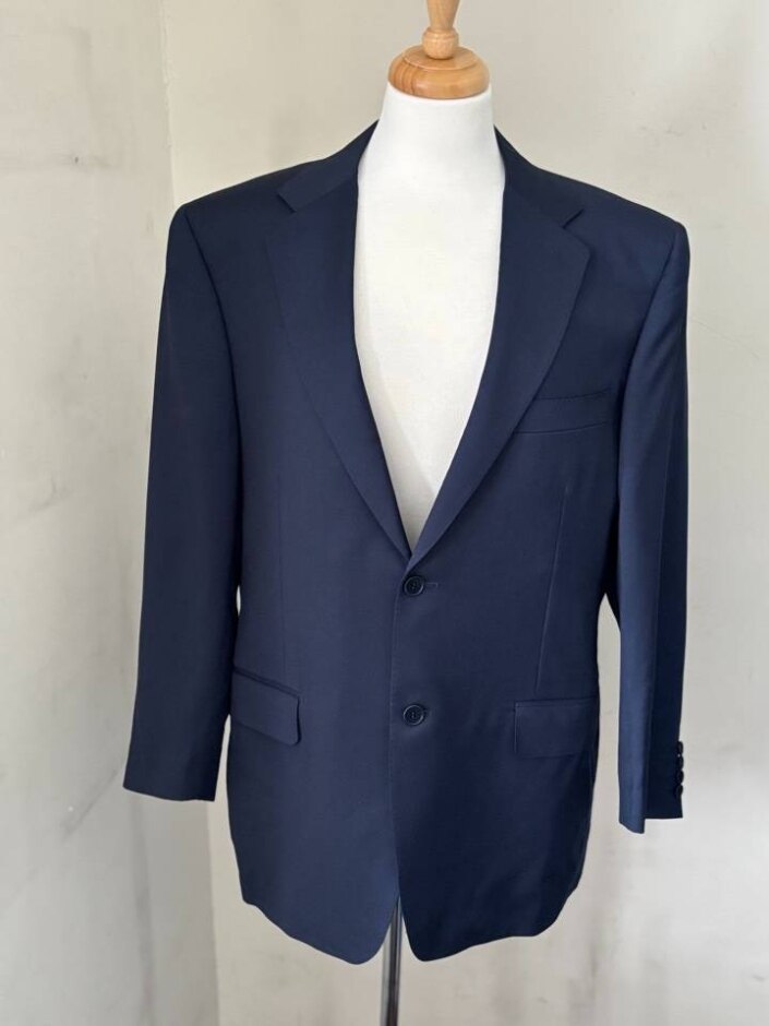 Canali Men Costume 100% Wool Dark Blue Size: Xl