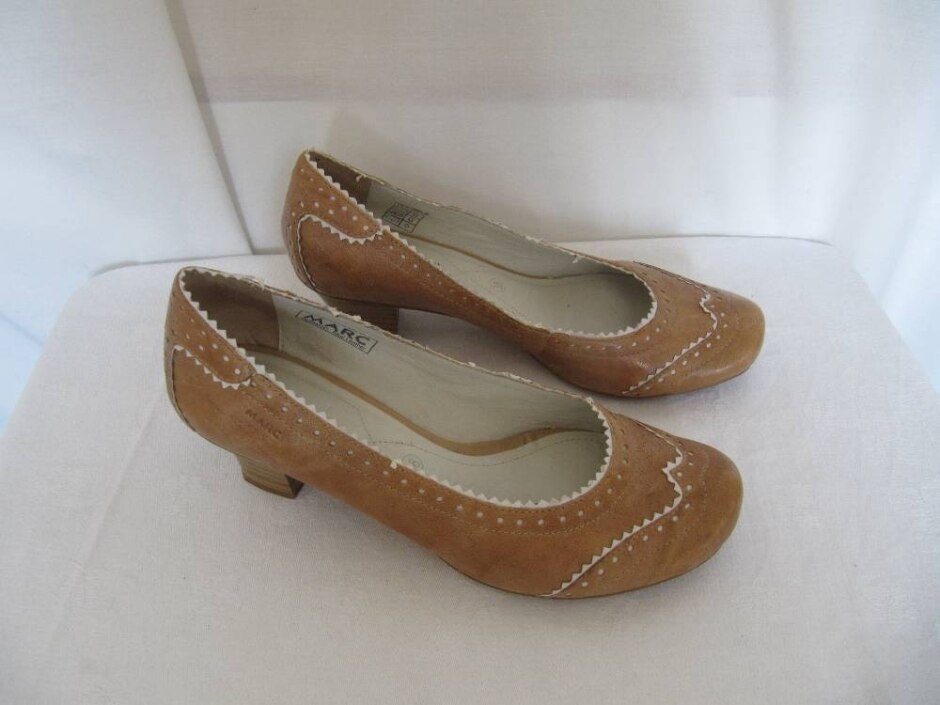 Ladies Light Brown Heeled Slip On Shoes By Marc Germany Size 38/5