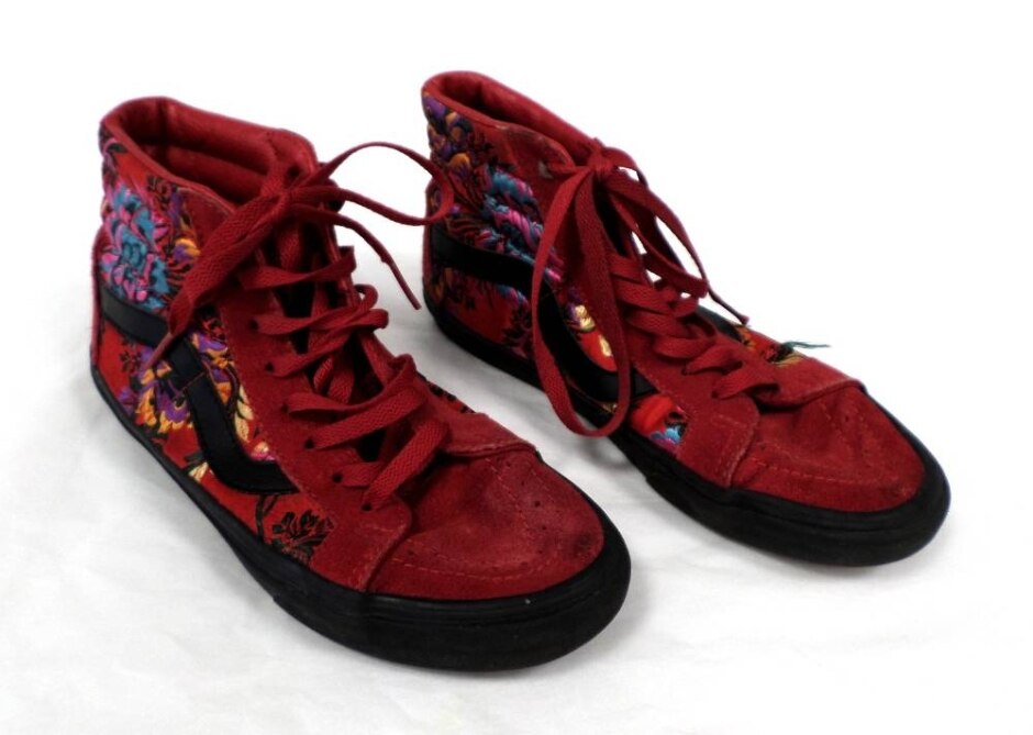 Vans Red Floral Satin Sk8 Hi-top Shoes Size : 5