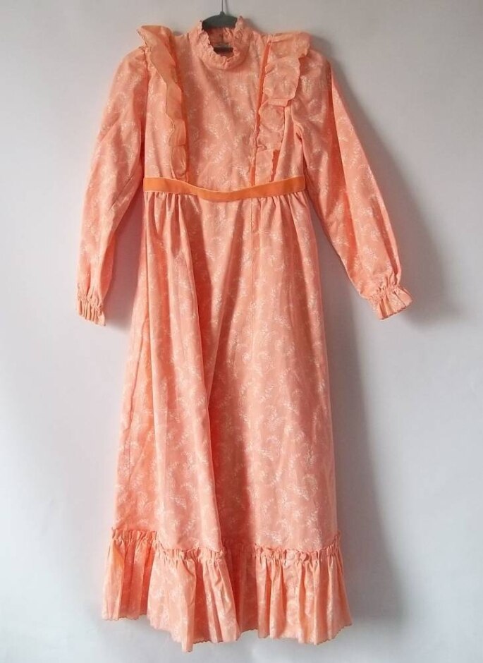 Handmade 1970 Prairie Bridesmaids Dress Peach Size: 11 - 12 Years