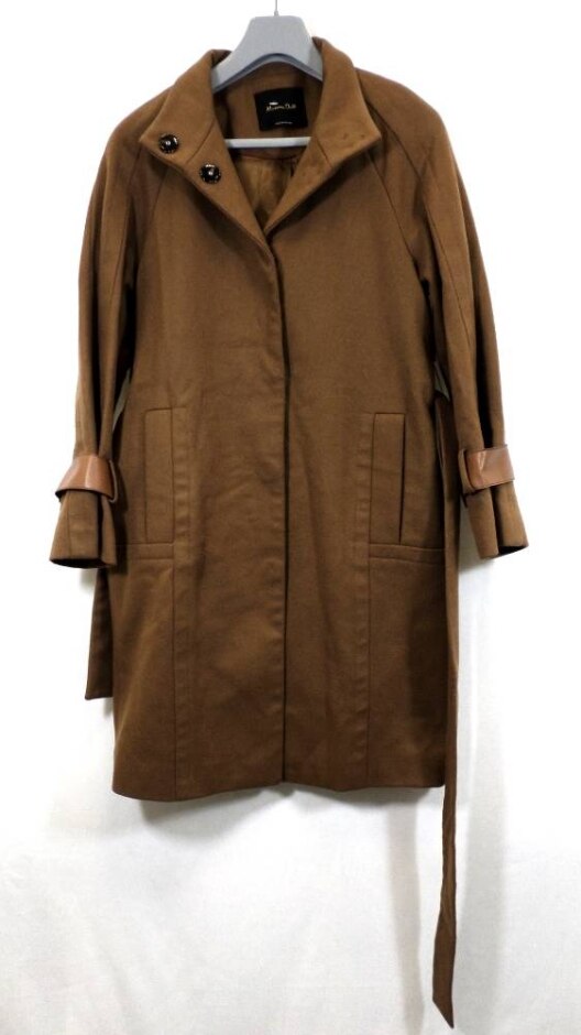 Massimo Dutti Coat - Wool & Polyamide Brown Size: Xs