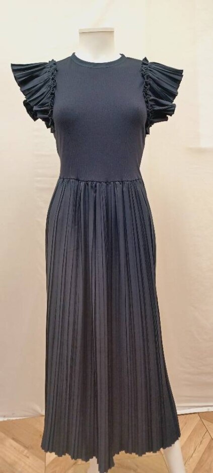 Mint Velvet Midi Jersey Crinkle Dress Navy Size: M