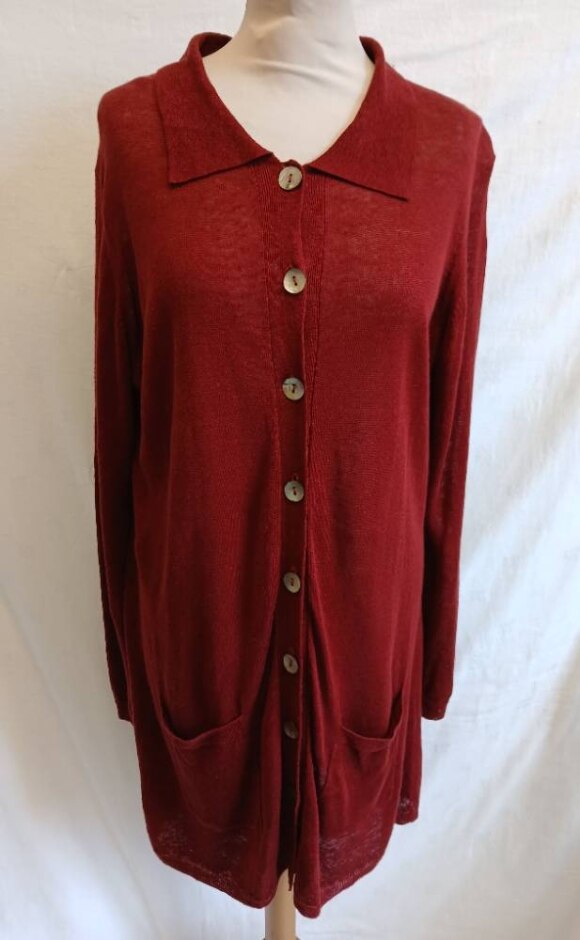 Poetry Linen Cardigan Red Size: 14