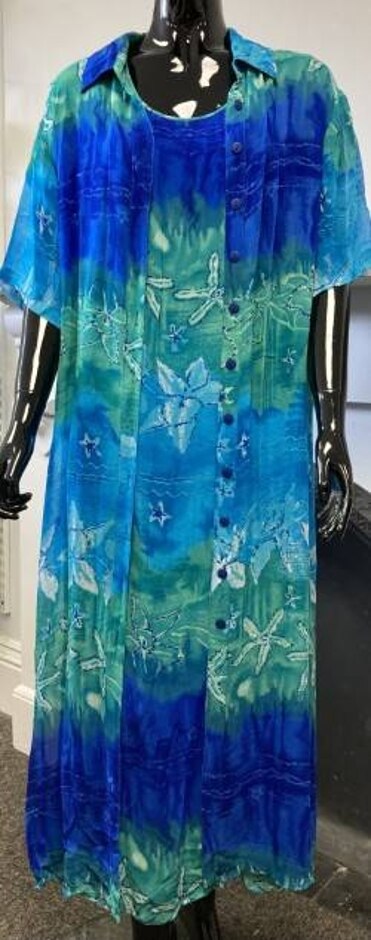 Vintage Phool Summer Dress/over Shirt. Green/blue.  Size: 18