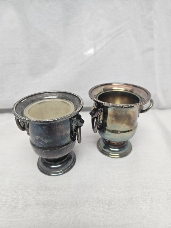 Vintage English Silver Plated Metal Decorative Vase / Ornament / Miniature Champagne Bucket