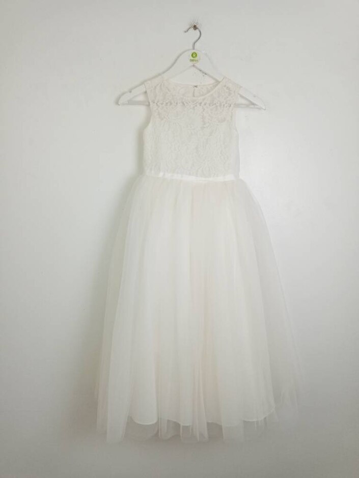 Dessy Girl Lace Detail Flower Girl Dress Ivory Size: 8 - 9 Years